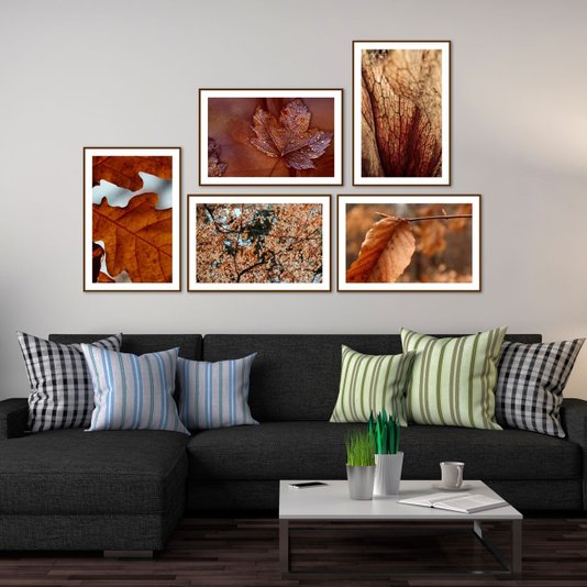 Conjunto de Quadros Folhas de Outono Kit com 5 Quadros de 30x20 cm