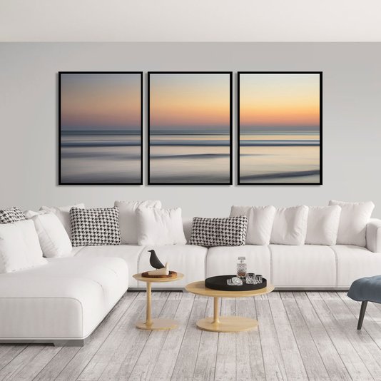Conjunto de Quadros Horizonte Oceano Nascer do Sol - Escolha o Tamanho