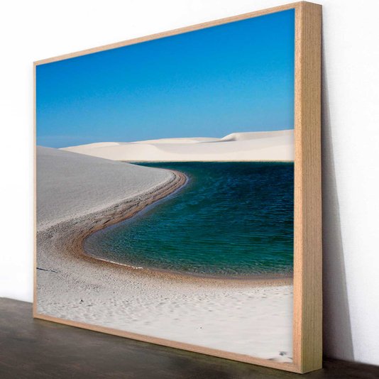 Conjunto de Quadros Lagoa em Dunas 210x100 cm Kit com 3 Quadros