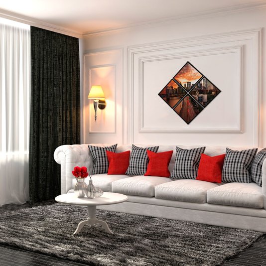 Conjunto de Quadros Losango Brooklyn New York 120x120cm