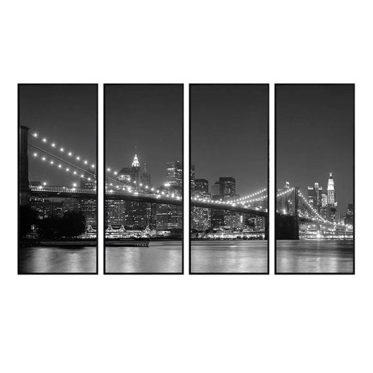 Conjunto de Quadros Nova York Ponte Brooklyn Kit 4 Quadros de 47x113cm