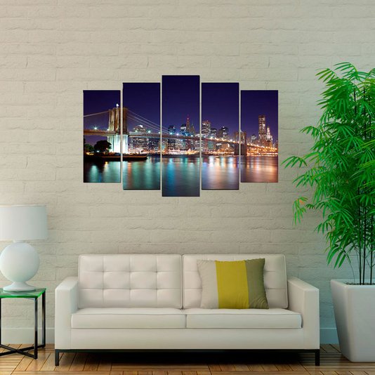 Conjunto de Quadros em Telas Ponte Brooklyn Kit com 5 Quadros