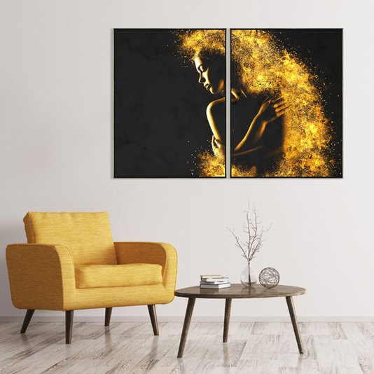 Conjunto Arte Dourada Mulher Abstrata.