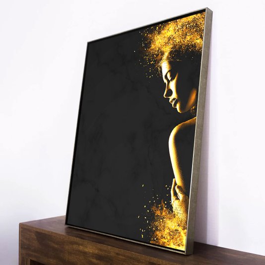 Impressão em tecido canvas com moldura prata, duas partes de 93x123 cm.
