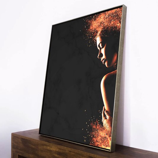 Impressão em tecido canvas com moldura prata, duas partes de 93x123 cm.