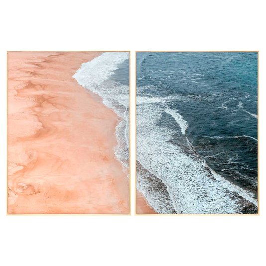 Conjunto de Telas em Canvas Paisagem Praia com Moldura Natural