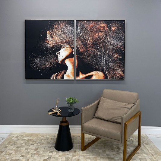 Conjunto Tela Canvas com Moldura Mulher Cabelo Esvoaçantes 190x120 cm