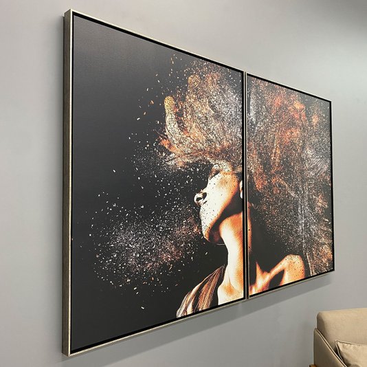 Conjunto Tela Canvas com Moldura Mulher Cabelo Esvoaçantes 190x120 cm