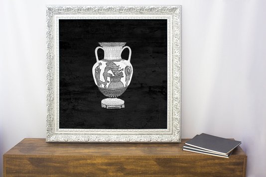Quadro Decorativo com Moldura Prata Ânfora II - 100x100cm