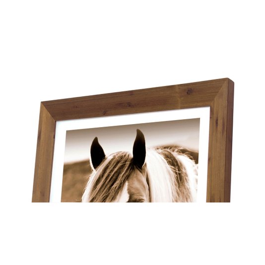 Quadro Decorativo com Moldura Rústica Cavalo em Tom Estilo Antigo 70x90cm