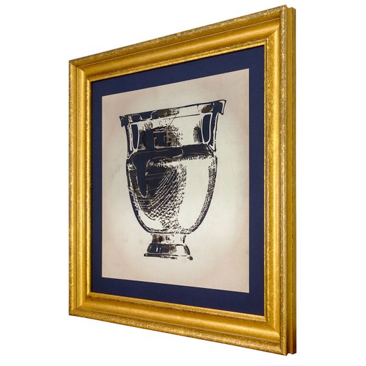 Quadro com Moldura Alto Padrão Dourada Ilustração Ânfora 80x80cm