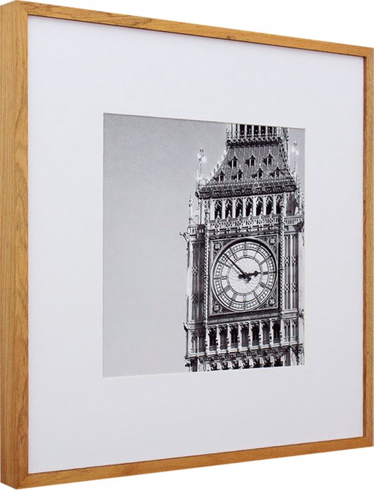 Quadro Decorativo com Moldura na Cor Carvalho Torre Big Ben Londres Inglaterra 50x50cm