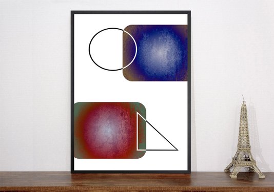Quadro Abstrato Decorativo Círculo e Triângulo II - Escolha o Tamanho