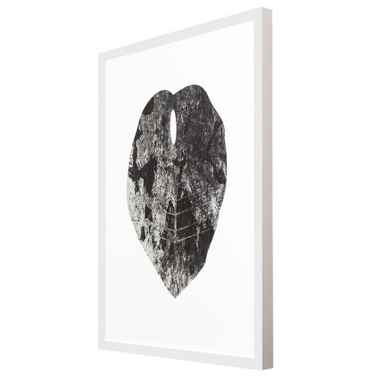 Quadro Decorativo Minimalista com Moldura Branca Folha em Preto e Branco 50x70cm