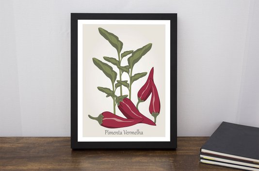 Quadro Decorativo para Cozinha Pimenta Vermelha 30x40cm