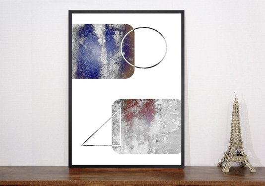 Quadro Abstrato Decorativo Círculo e Triângulo - Escolha o Tamanho