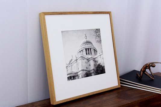 Quadro Decorativo com Moldura na Cor Carvalho Capitólio dos Estados Unidos 50x50cm