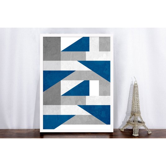 Quadro Geométrico Arte Colorida com Moldura Laqueada Branca II 50x70cm