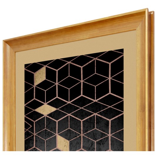 Quadro Abstrato Decor Geométrico Preto e Dourado 70x90cm