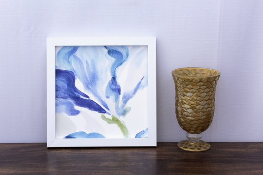 Quadro Decorativo Abstrato Azul Delicado 30x30cm