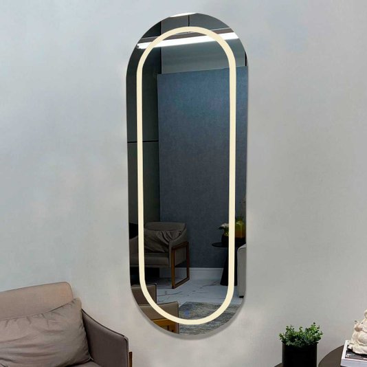 Espelho Arredondado Moderno Jateado com LED e Sensor Touch: Elegância e Praticidade