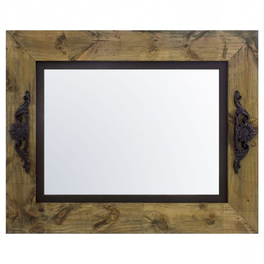 Espelho Cristal com Moldura Marrom e Preto com Apliques