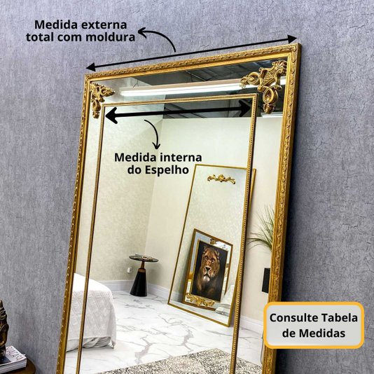 Espelho Clássico Charmant com Moldura Dourada Folheada à Mão: Elegância em Destaque