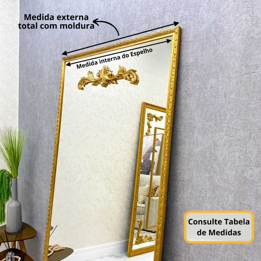 Espelho Clássico Presenza com Moldura Folheada à Mão: Toque de Luxo para sua Decoração