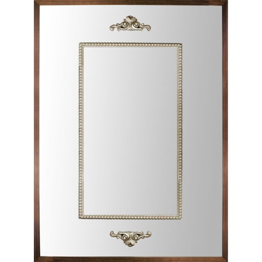 Espelho Clássico com Moldura Marrom e Apliques Pratas
