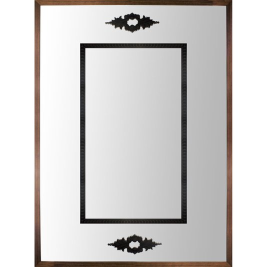 Espelho Clássico com Moldura Marrom e Apliques Pretos