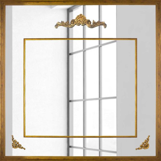 Espelho Clássico Decorativo com Moldura e Apliques Dourados 130x130 cm para Lavabo