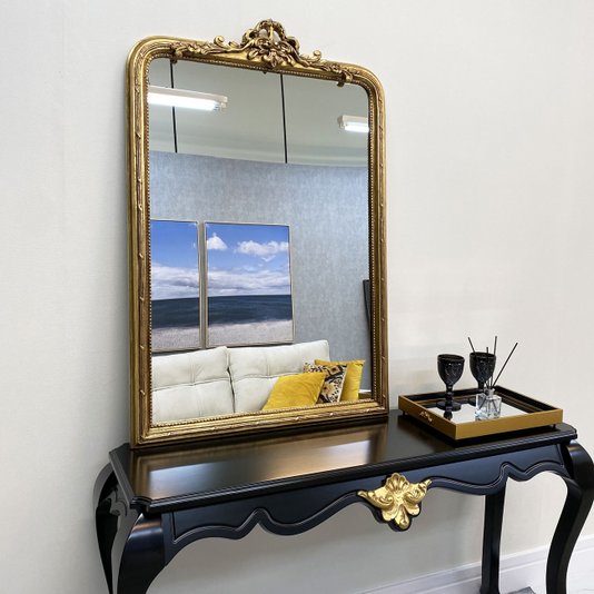 Espelho Clássico Decorativo Verona com Moldura Folheada Dourada Envelhecida