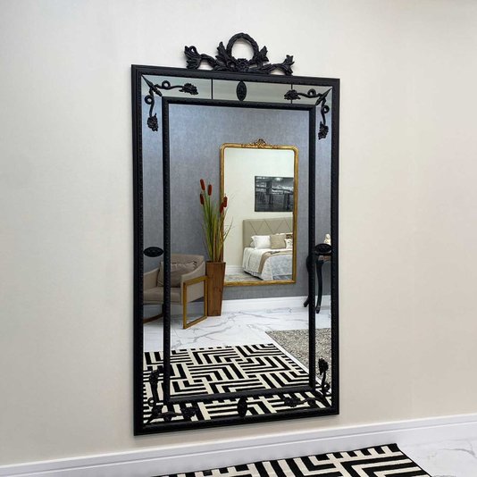 Espelho Clássico Decorativo com Moldura Preta Fosca Acetinada