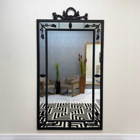 Espelho Clássico Decorativo com Moldura Preta Fosca Acetinada