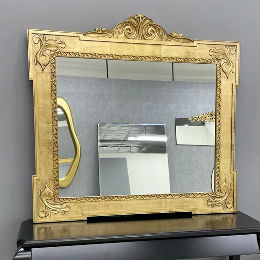 Espelho Clássico Imperiale Folheado à Mão Dourado Envelhecido 130x120CM