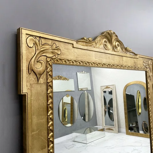 Espelho Clássico Imperiale Folheado à Mão Dourado Envelhecido 130x120CM