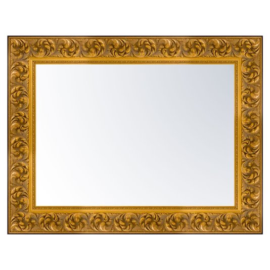 Espelho Cristal com Moldura Gravada na cor Dourado Envelhecido