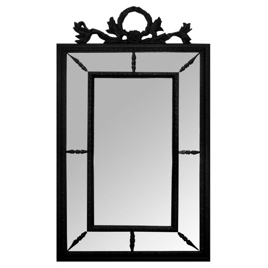 Espelho com Moldura Preta Estilo Clássico Preto Fosco Acetinado para Lavabo e Sala