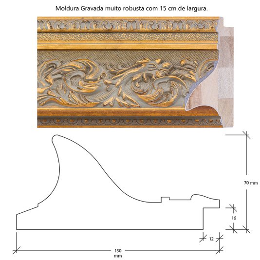 Espelho Cristal Decor com Moldura em Dourado Envelhecido