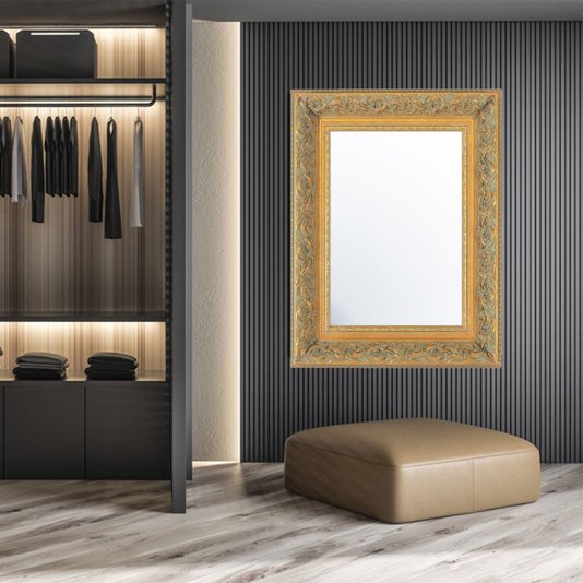 Espelho Cristal Decor com Moldura em Dourado Envelhecido