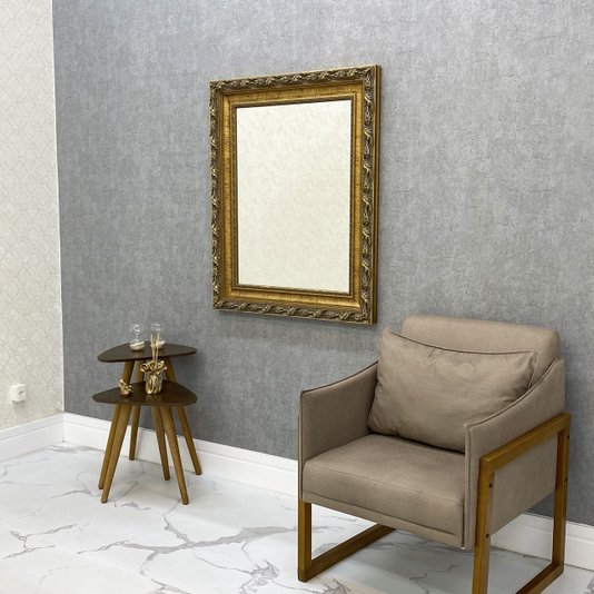 Espelho Cristal Decorativo com Moldura Clássica Dourada
