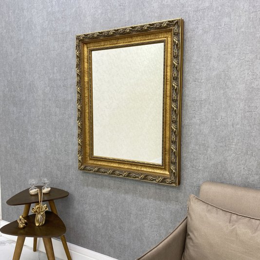 Espelho Cristal Decorativo com Moldura Clássica Dourada