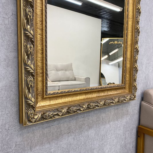 Espelho Cristal Decorativo com Moldura Clássica Dourada