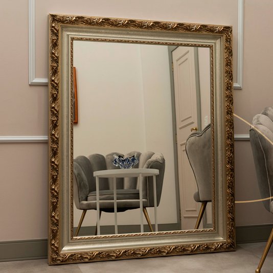 Espelho Cristal Decorativo com Moldura Clássica Prata