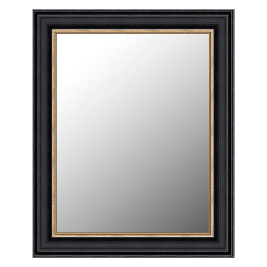 Espelho Cristal Decorativo com Moldura Clássica Preta com Dourado