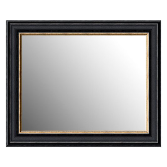 Espelho Cristal Decorativo com Moldura Clássica Preta com Dourado