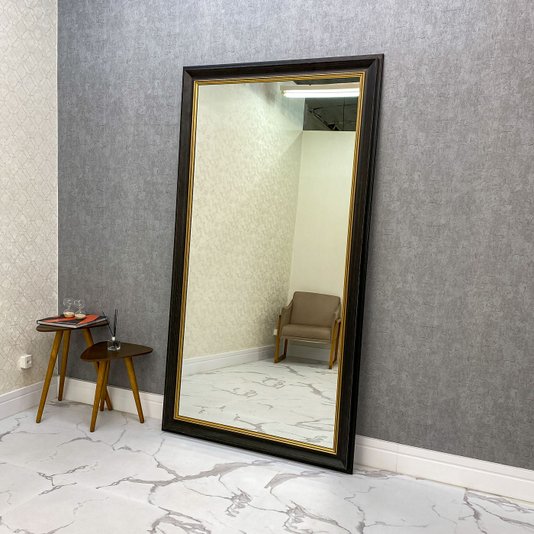 Espelho Cristal Decorativo com Moldura Clássica Preta com Dourado