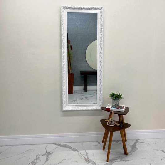 Espelho Cristal Decorativo com Moldura Laqueada Branca