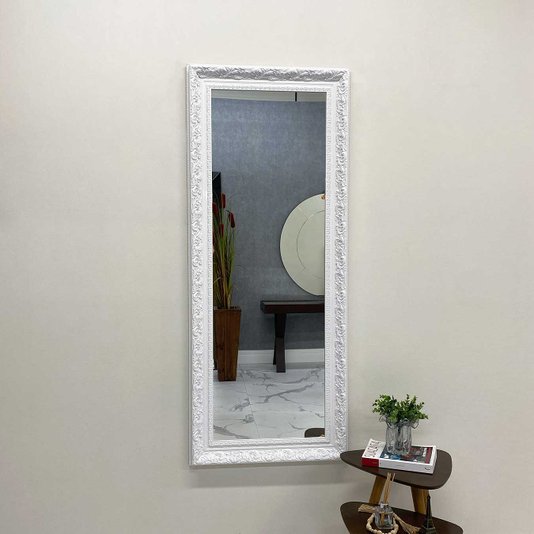 Espelho Cristal Decorativo com Moldura Laqueada Branca