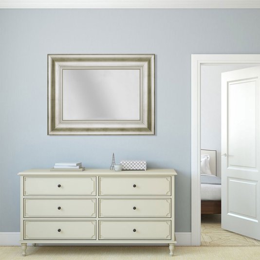 Espelho Cristal Decorativo com Moldura Prata Envelhecida